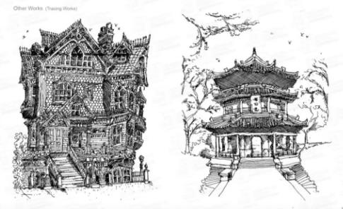 建筑專業(yè)學(xué)員手繪作品