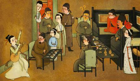 網(wǎng)友惡搞顧閎中《韓熙載夜宴圖》